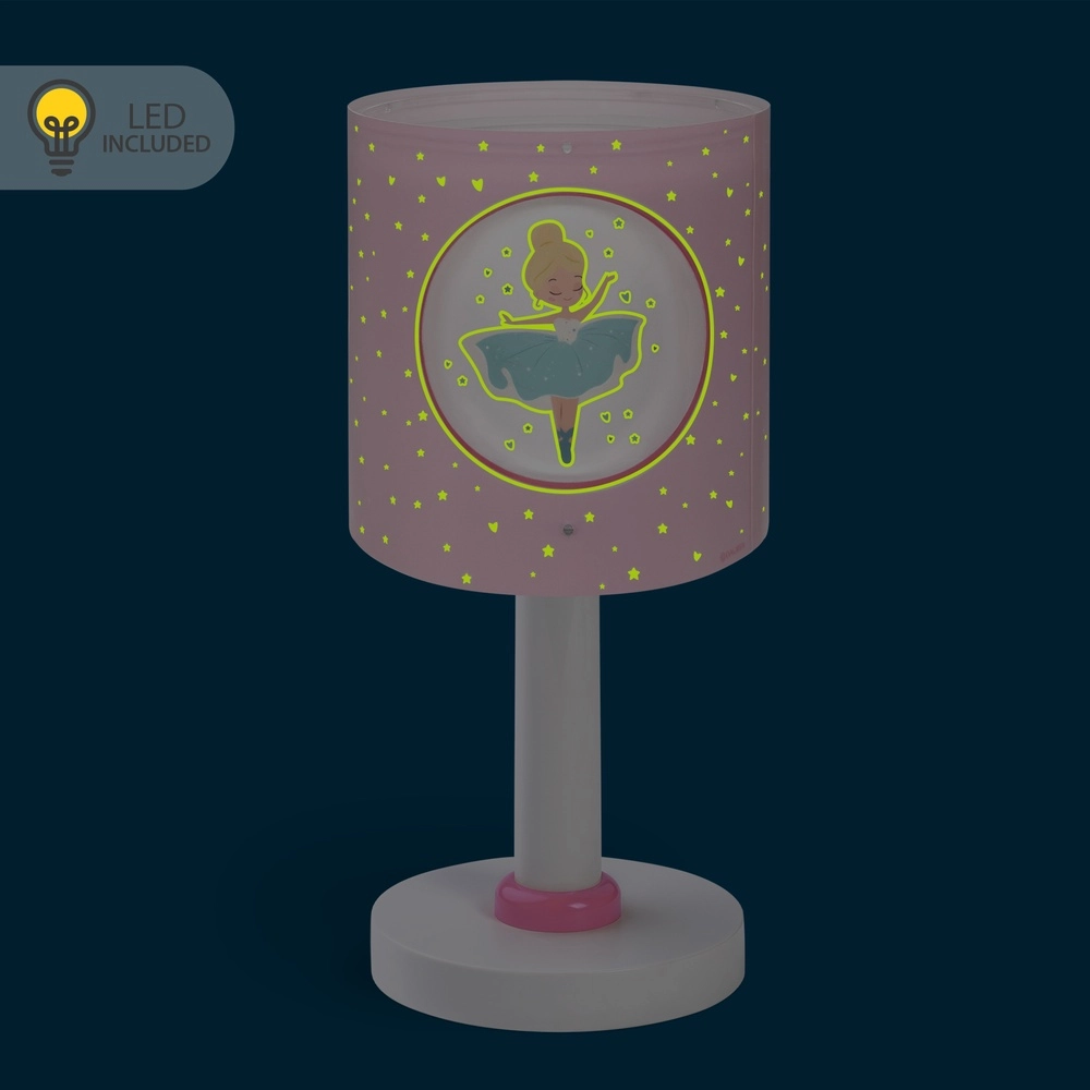 Tafellampje Princess Dance roze glow in the dark Dalber 8420406609119