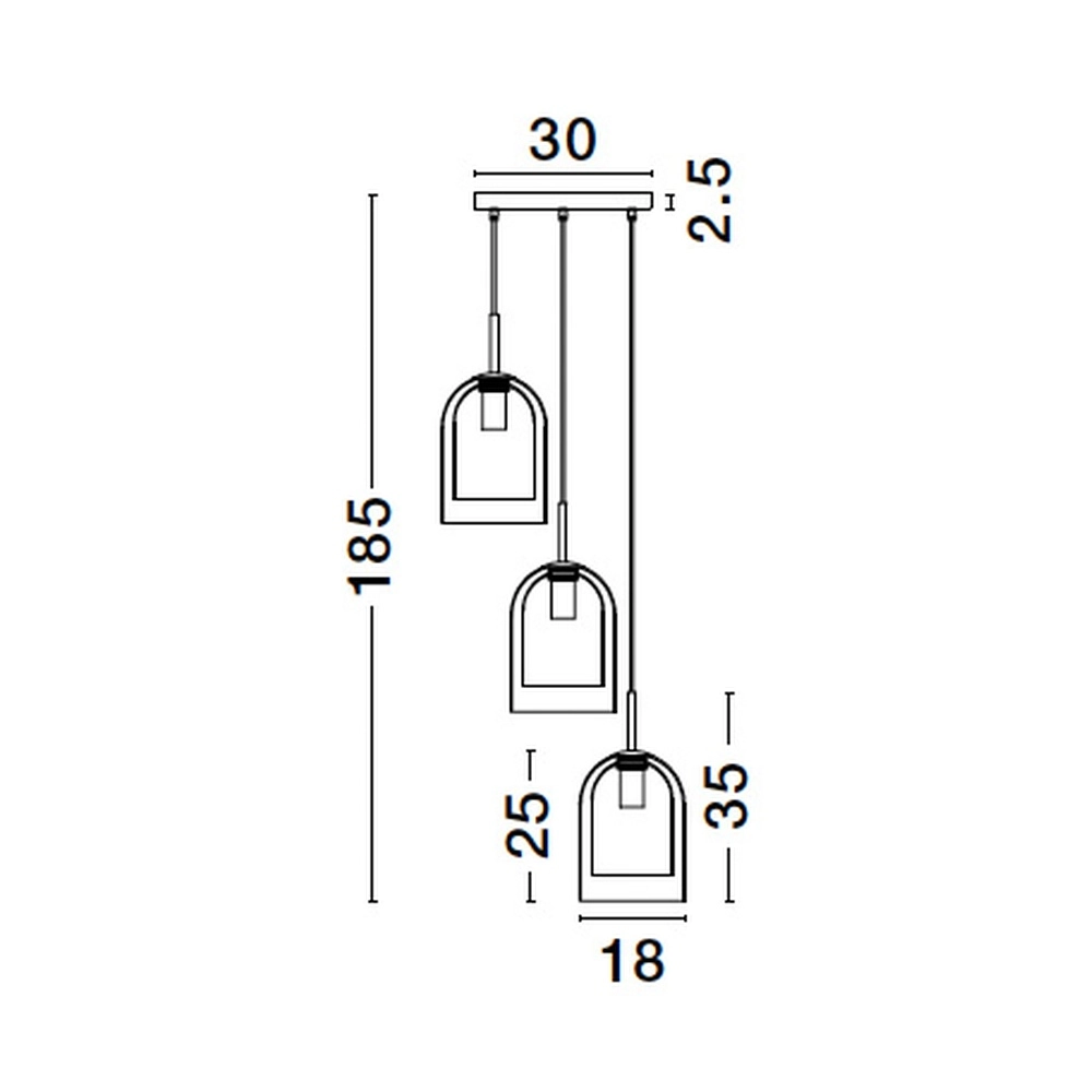 Hanglamp Velor 3-lichts zwart rond Lyora 5212017431189