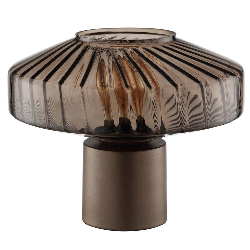 Unieke tafellamp Lyn koffie bruin Ø 28cm Brilliant 4004353476969