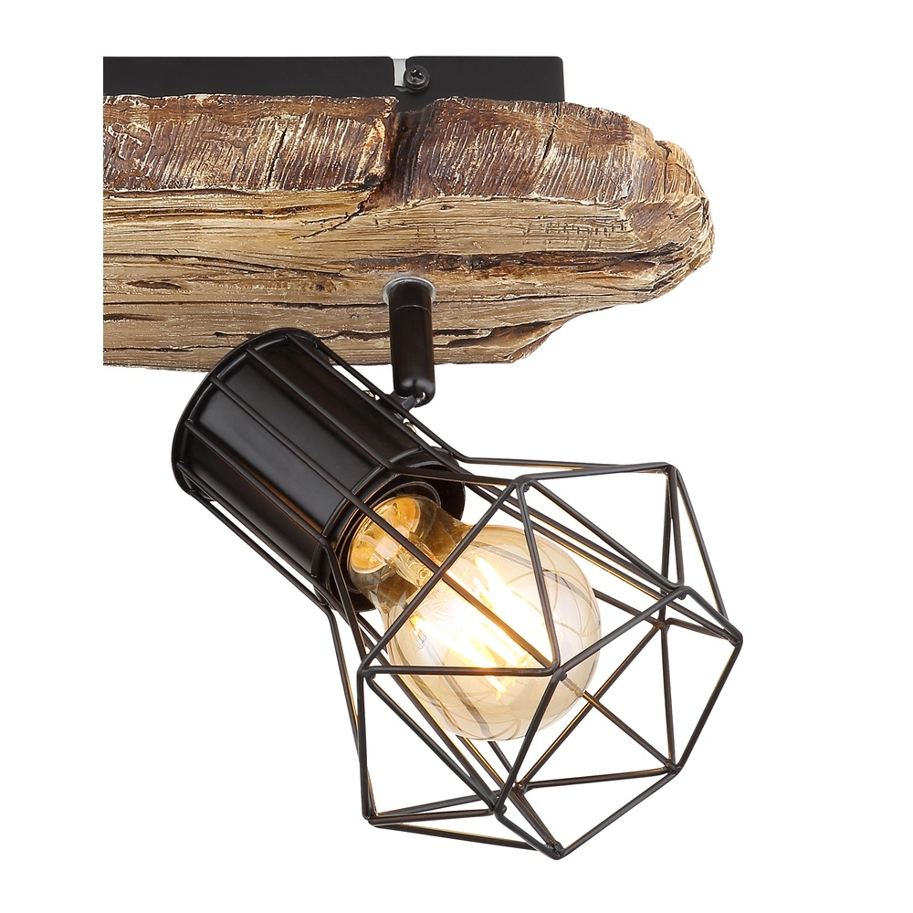 Plafondlamp Priska 2-lichts zwart met hout Globo 9007371442362