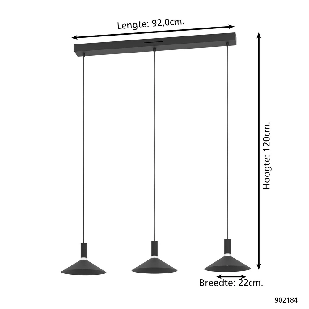 Hanglamp Conomavilla-Z smart zwart 3-lichts Eglo 9008606360604