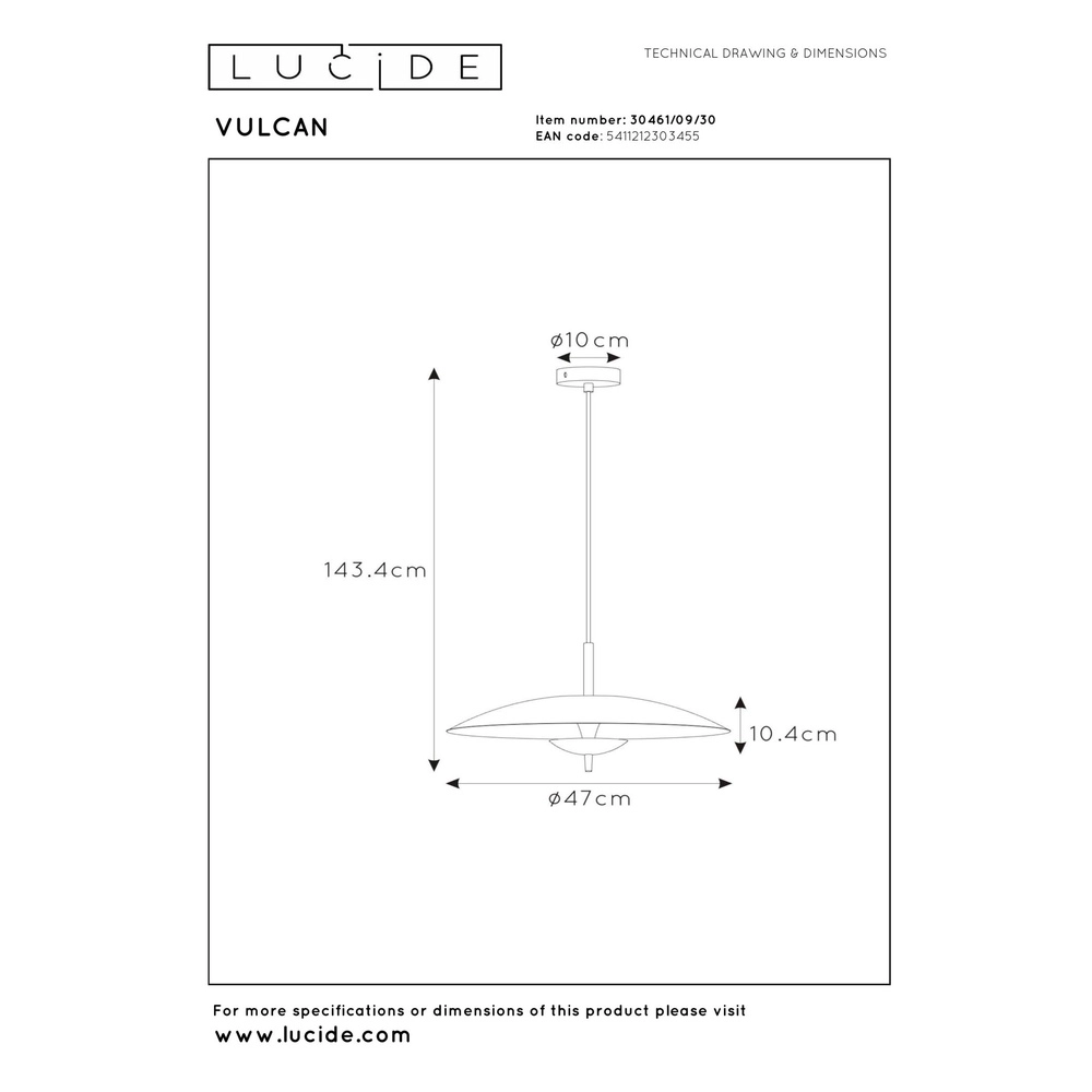 Design hanglamp Vulcan goud met zwart Lucide 5411212303455
