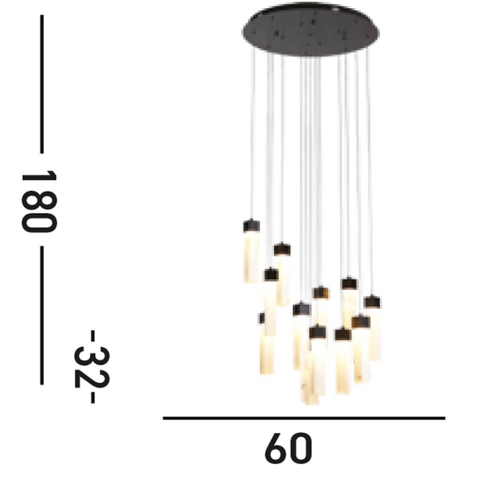10-lichts vide hanglamp Moonbeam zwart Searchlight 5053423273778