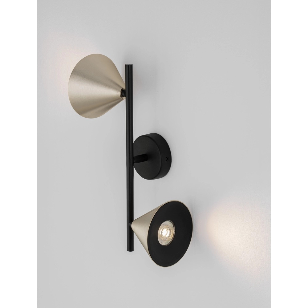 Wandlamp Conico dubbel zwart met goud