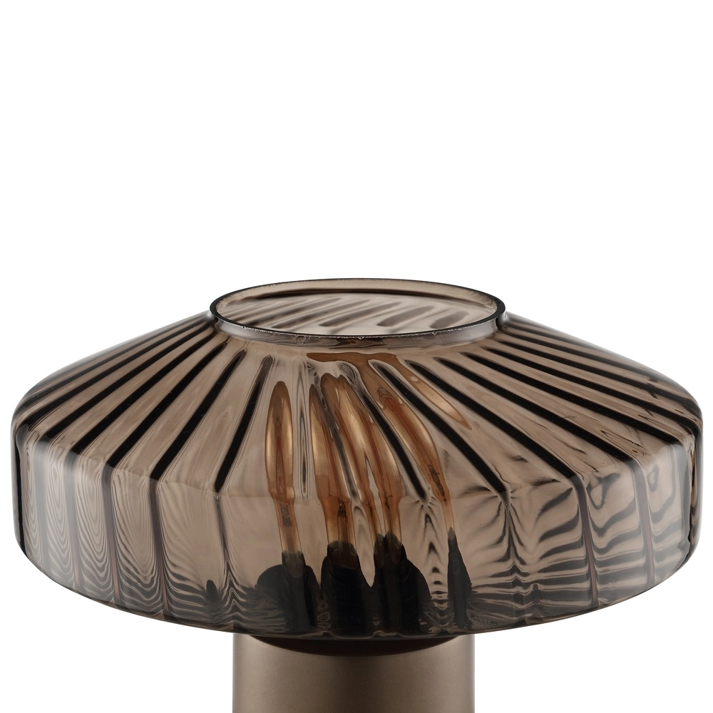 Unieke tafellamp Lyn koffie bruin Ø 28cm Brilliant 4004353476969