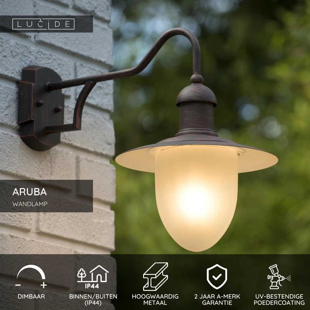 Landelijke wandlamp Aruba roestbruin Ø 25cm Lucide 5411212113481
