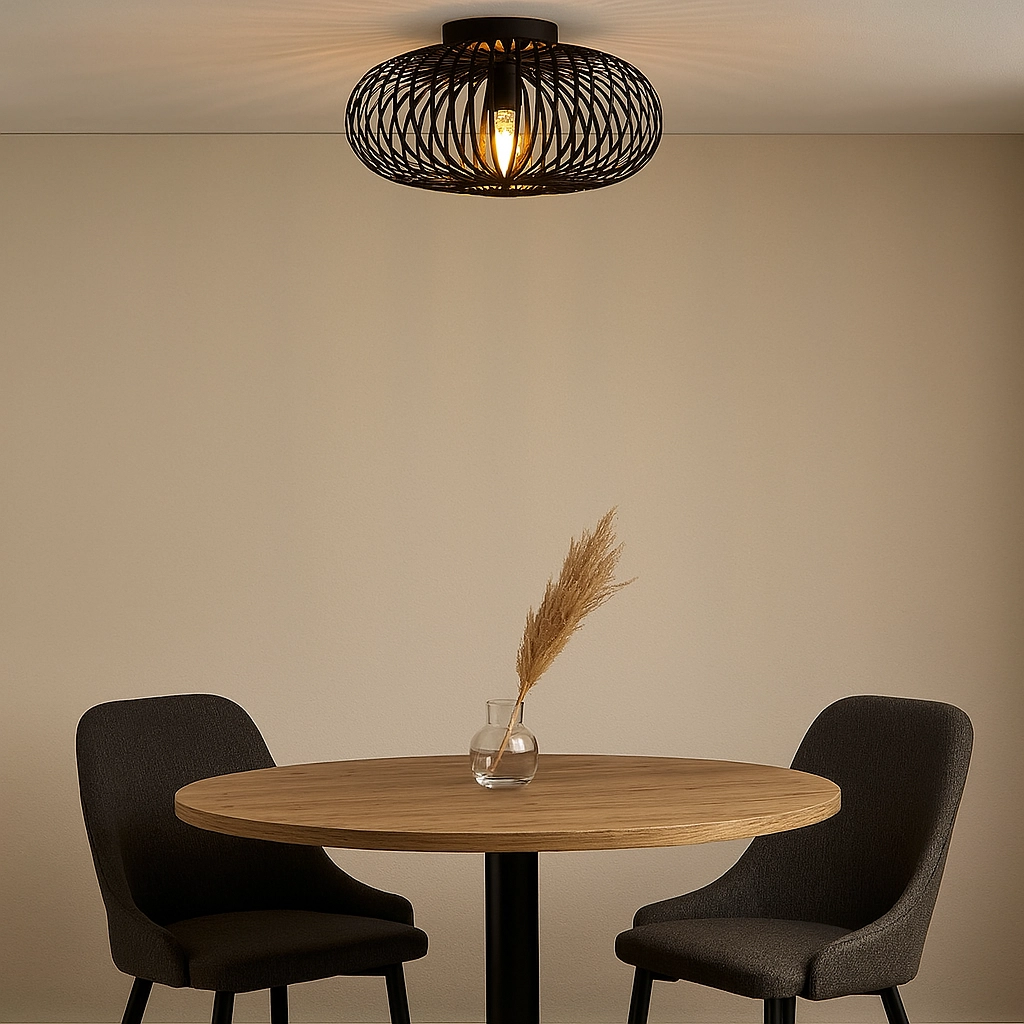 Zwarte plafondlamp Gabbia Rond Ø 40cm Lyora 8716803509573