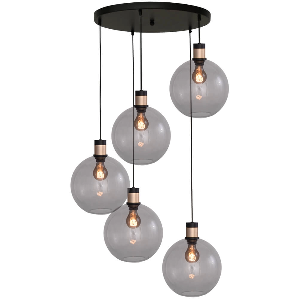 Vide hanglamp Lazise 2 5x Ø 25cm goud met zwart Vide hanglamp Lazise 2 5x Ø 25cm goud met zwart