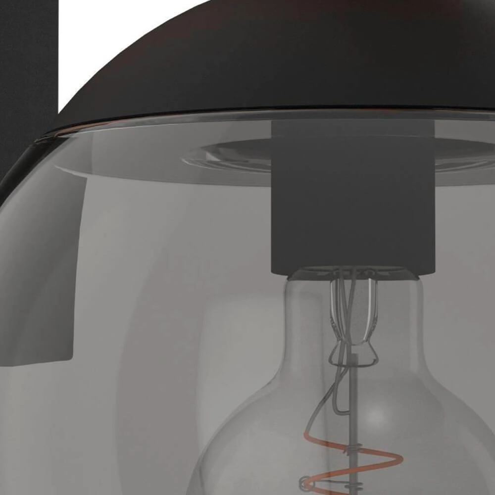 Bol buitenlamp Bufalata Hout met smoke glas Eglo 9008606261765