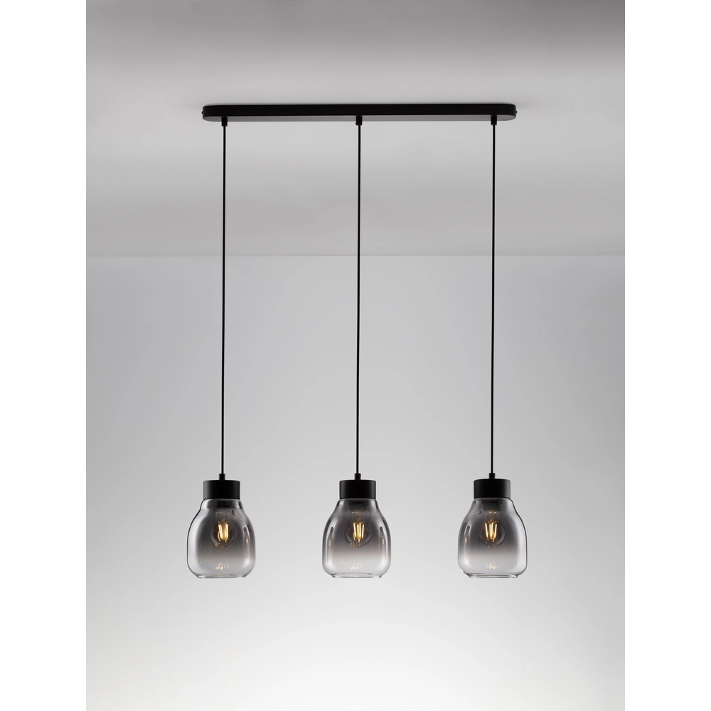 Hanglamp Blacu 3-lichts zwart recht