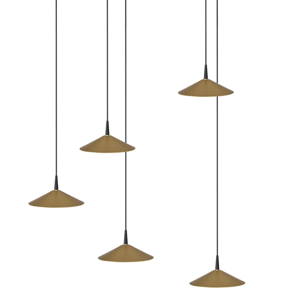 5-lichts hanglamp Ceppo zwart met goud Ø 18cm rond Masterlight 8718121358673