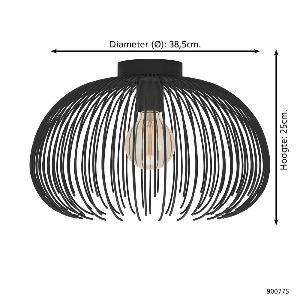 Zwarte plafondlamp Alhabia Ø 38,5cm - 1x E27 Eglo 9008606254071
