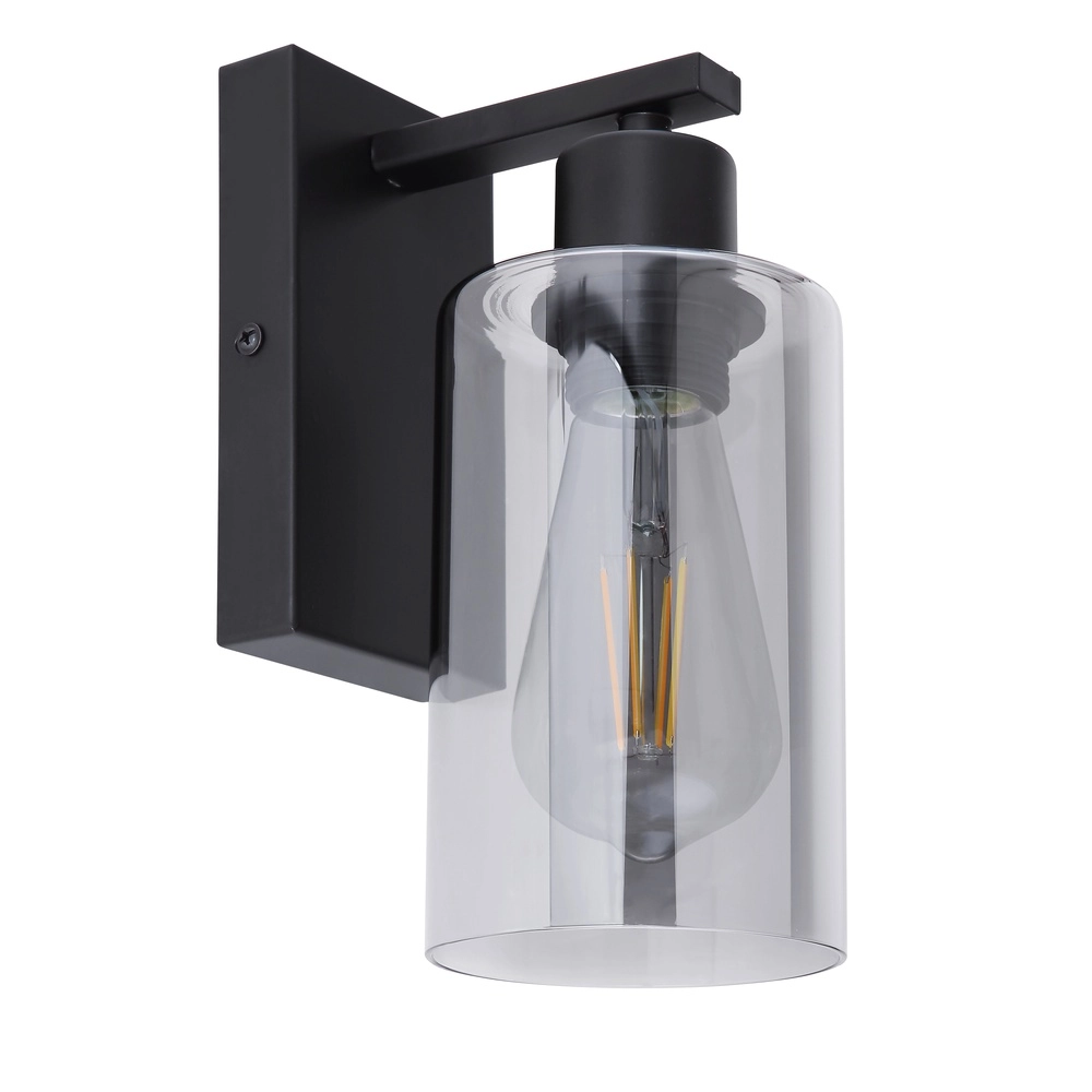 Zwarte wandlamp Hadera met smoke glas Globo 9007371402847