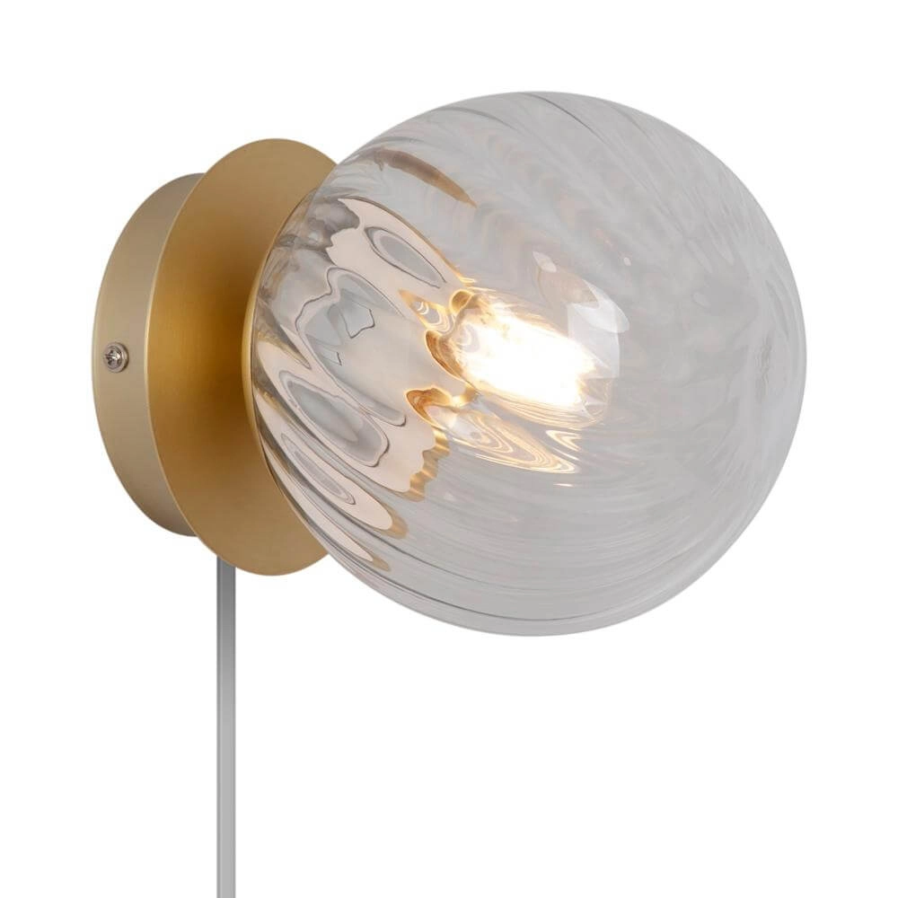 Glazen wandlamp Chisell messing