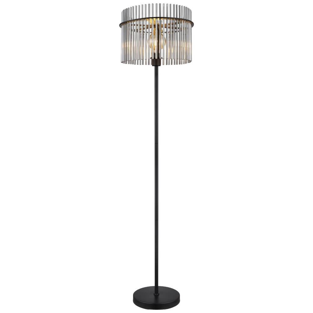 Zwarte vloerlamp Gorley met smoke glas Ø 38cm