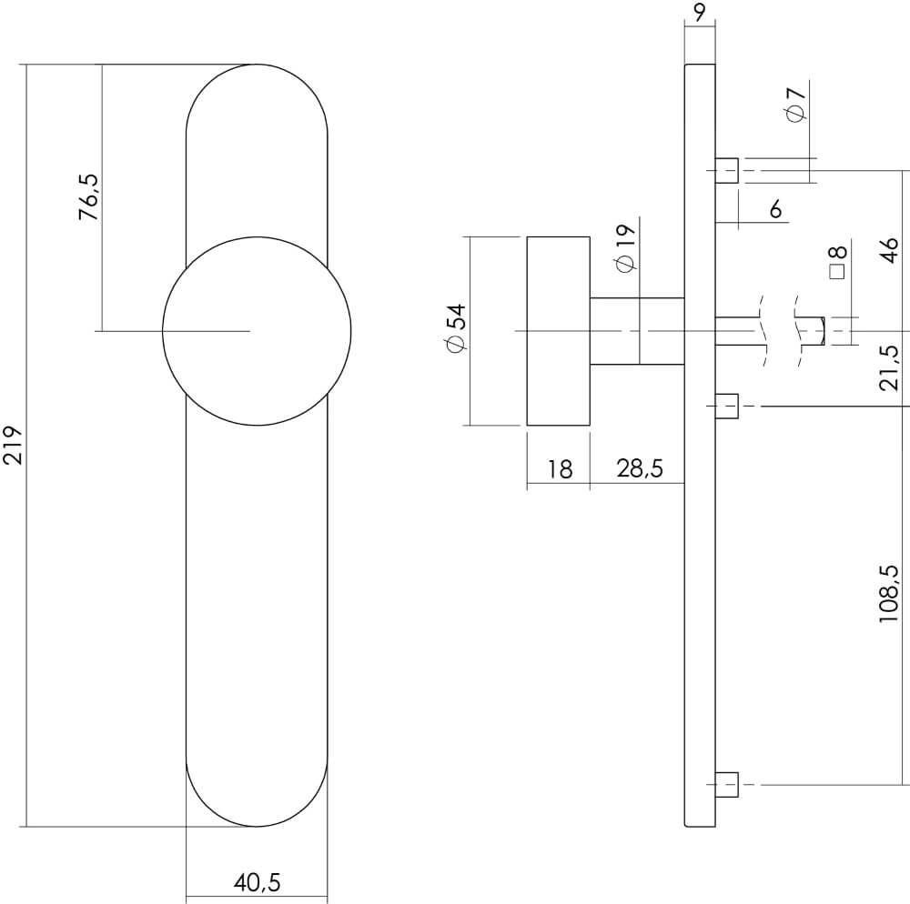 Deurknop ovaal Kurano blind RVS Intersteel 8714186172407