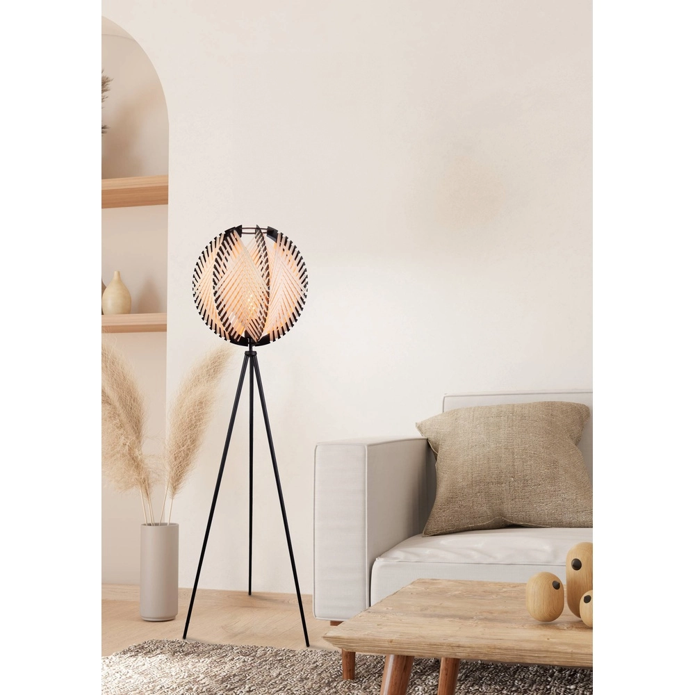 Vloerlamp Waverton zwart met crème textiel Eglo 9002759440091