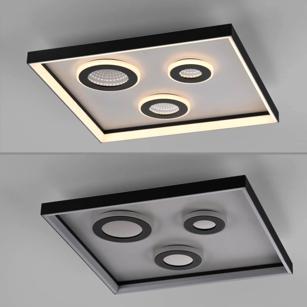 Vierkante plafondlamp Dune zwart Paul Neuhaus 4012248384916