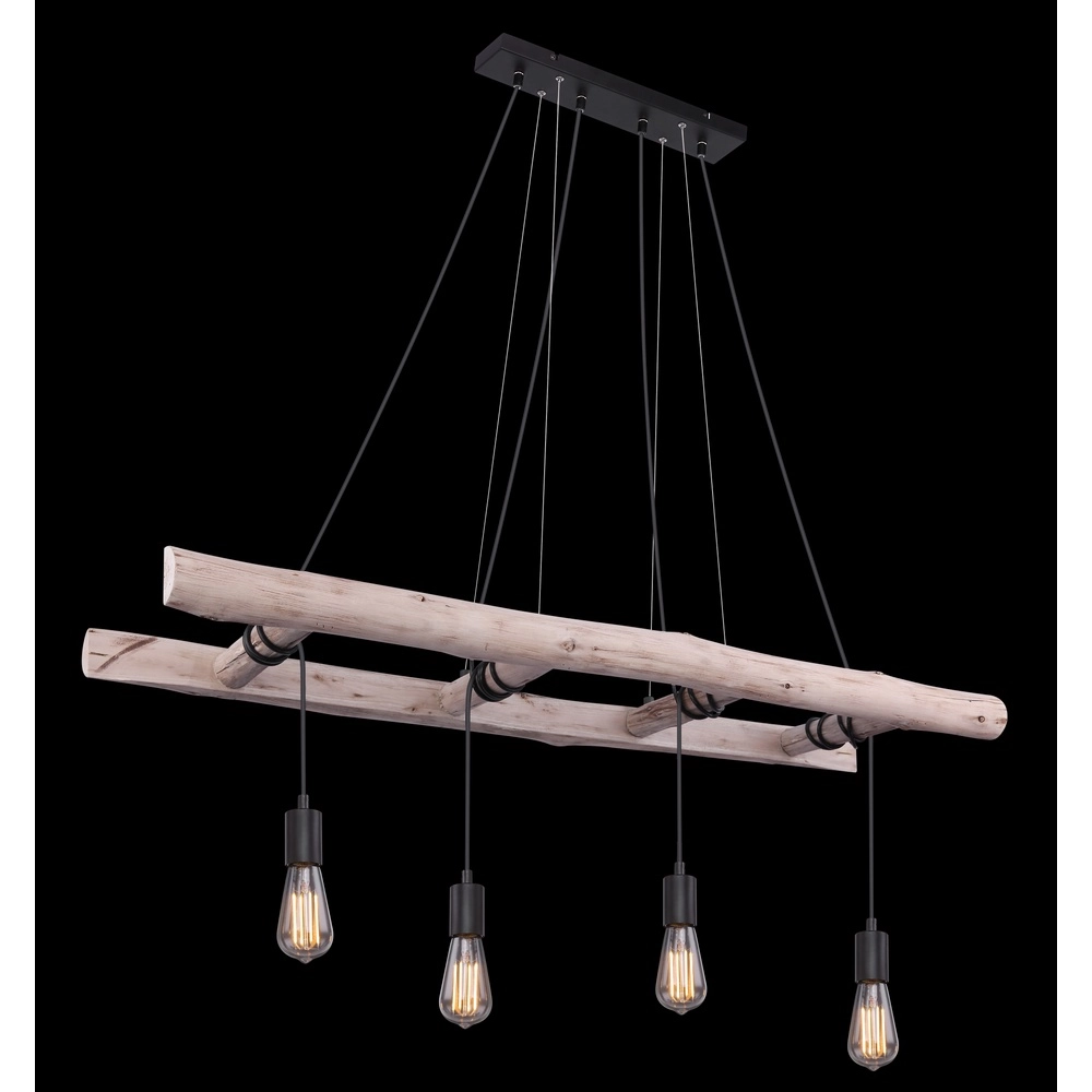 4-lichts hanglamp Irmgard hout 190cm Globo 9007371398577