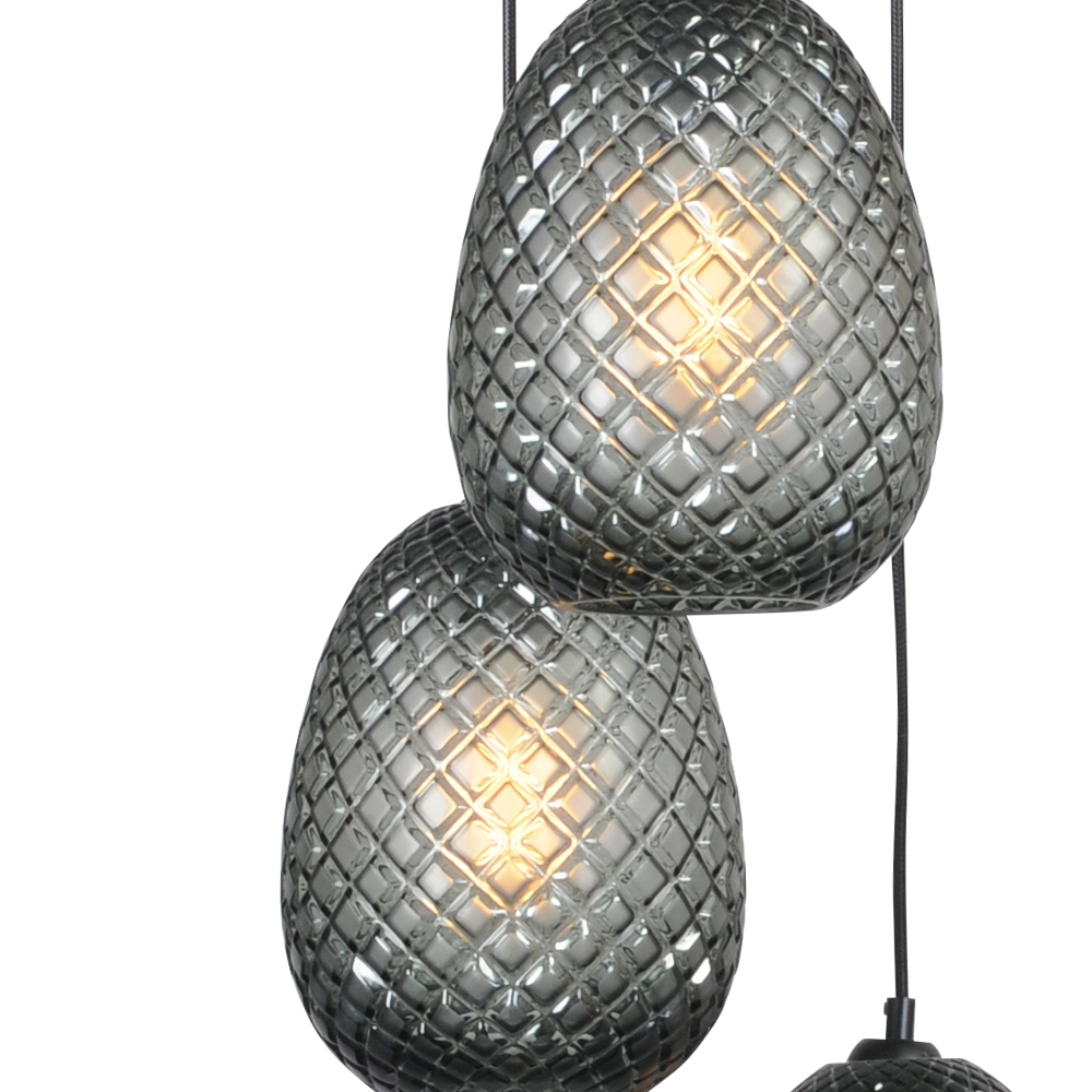 Zwarte hanglamp Pineapple 6-lichts met rookglas Masterlight 8718121209920