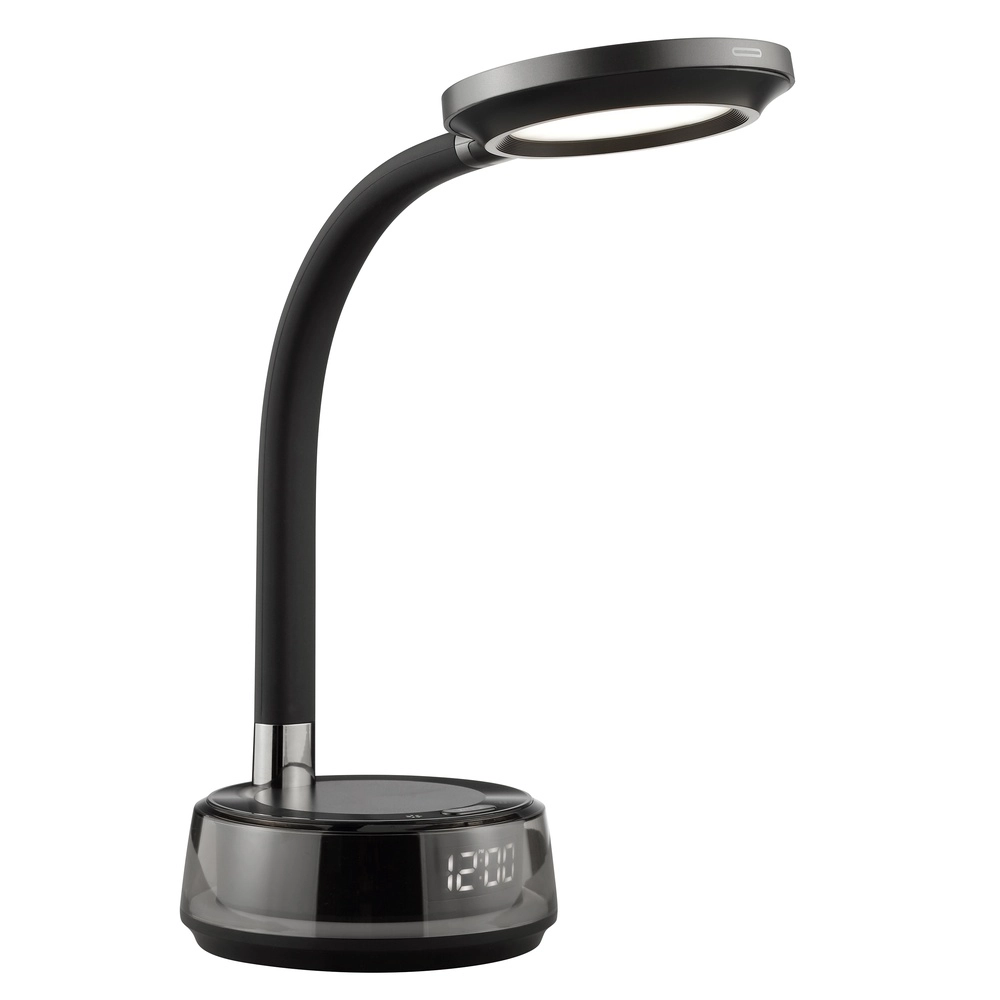 Bureaulamp Moonglow zwart met klok Brilliant 4004353460685