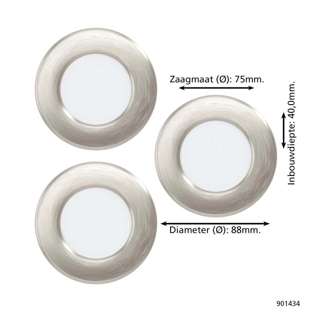 IP44 inbouwspot Fueva 6-Z Zigbee - rvs - Ø 8,8cm Eglo 9008606331024