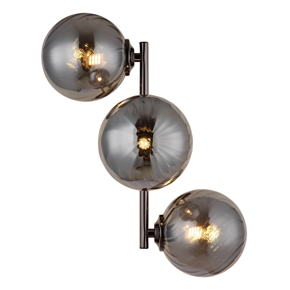 Zwarte wandlamp Conor met smoke glas Globo 9007371518180
