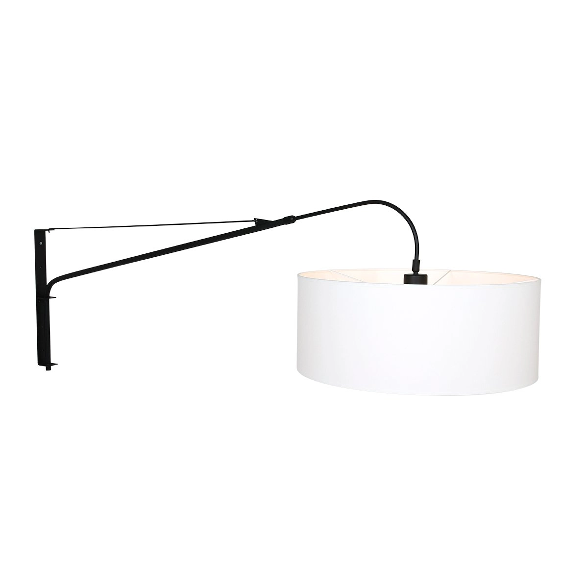 Wand Leeslamp Gramineus zwart met witte lampenkap Wand Leeslamp Gramineus zwart met witte lampenkap