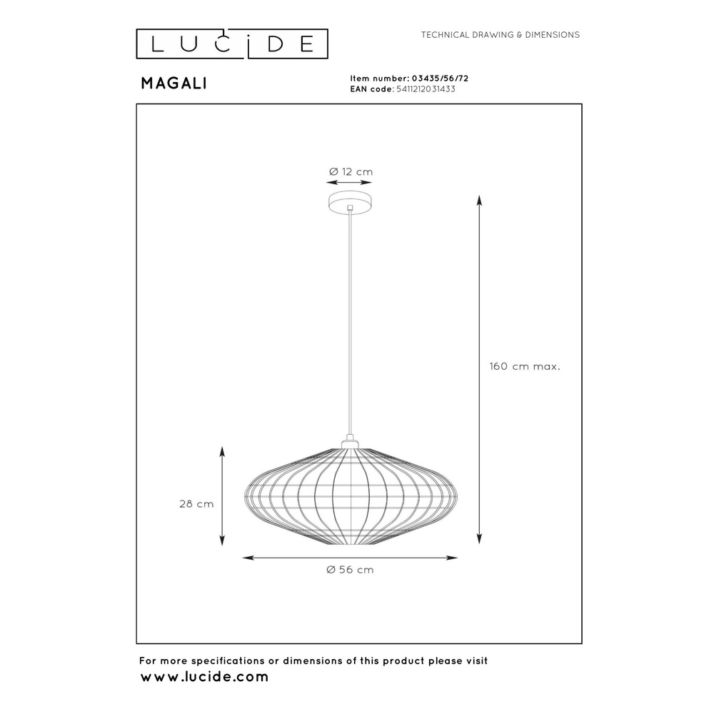 Rotan hanglamp Magali Ø 56cm Lucide 5411212031433