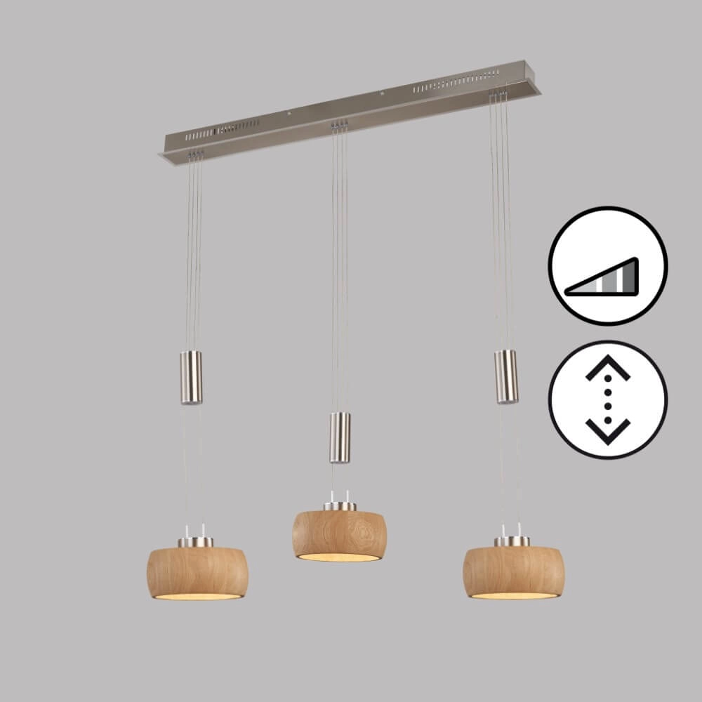 3-lichts hanglamp Shine-Wood led Fischer & Honsel 4003694610735