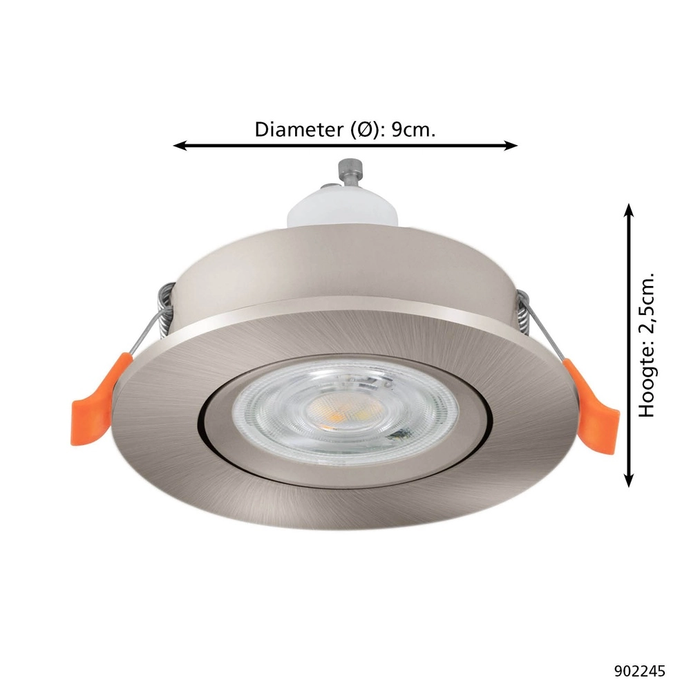 Inbouwspot Barranco nikkel Ø 9cm - 4,5W - 3000K Eglo 9008606359233