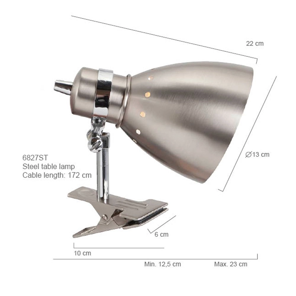 Klemspot Spring grijs met chroom Steinhauer 8712746075243