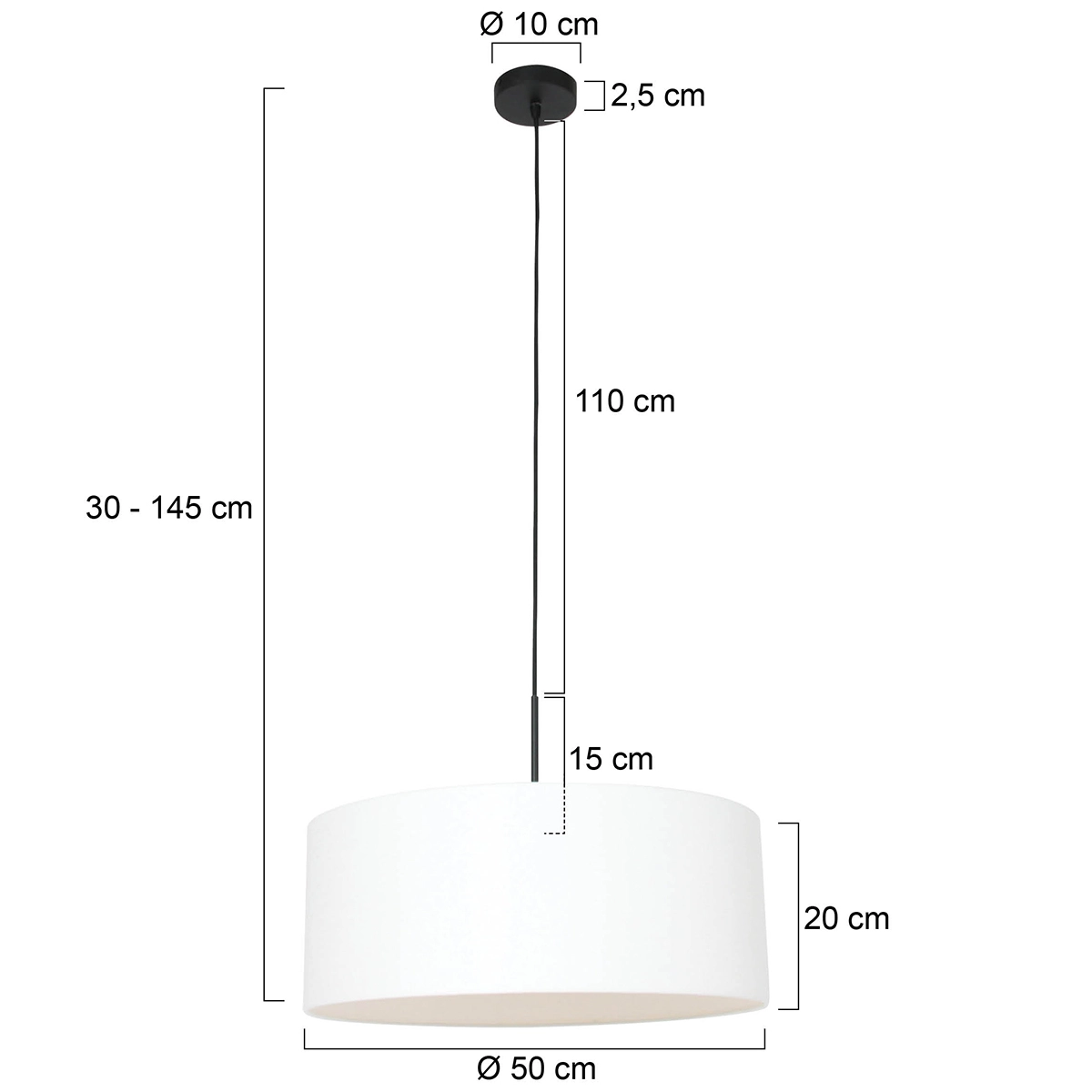 Hanglamp Sparkled Ø 50cm linnen wit Steinhauer 8712746146240