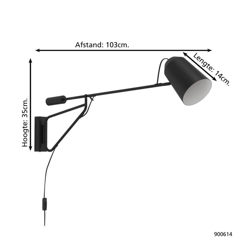 Zwarte leeslamp Loreto 1 Eglo 9008606245116