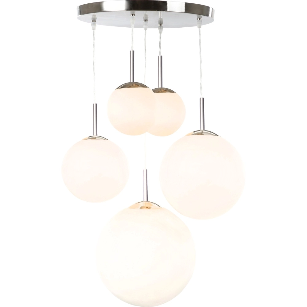 Design hanglamp Balla 5-lichts nikkel met wit Globo 9007371199693