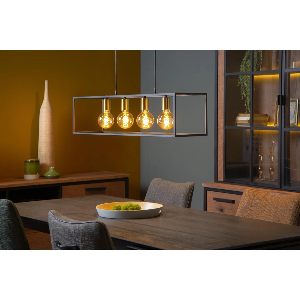 Hanglamp Ruben 4-lichts zwart Lucide 5411212000163