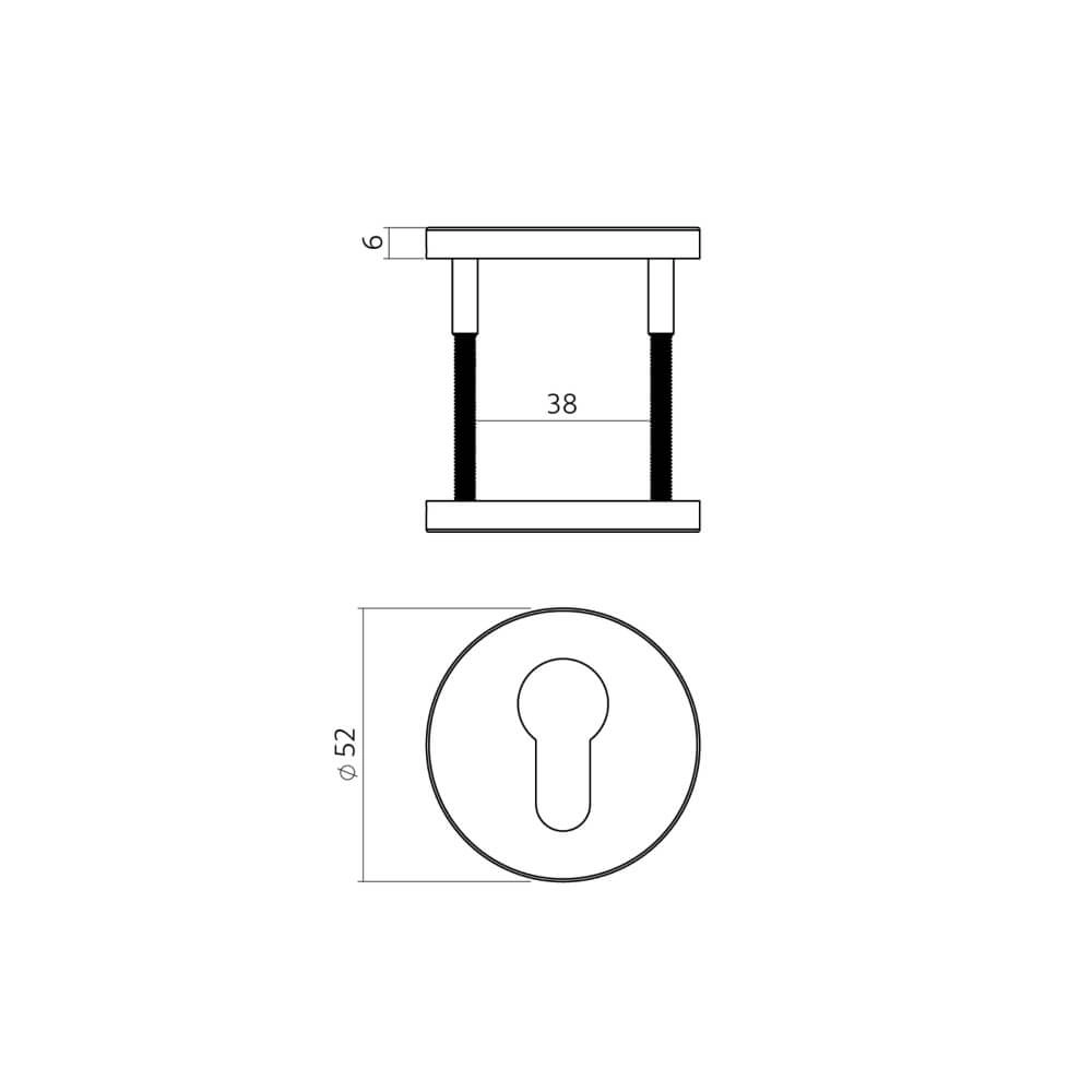 Set van 2 cilinderrozetten Tira rond antraciet Ø 52mm Intersteel 8714186695722