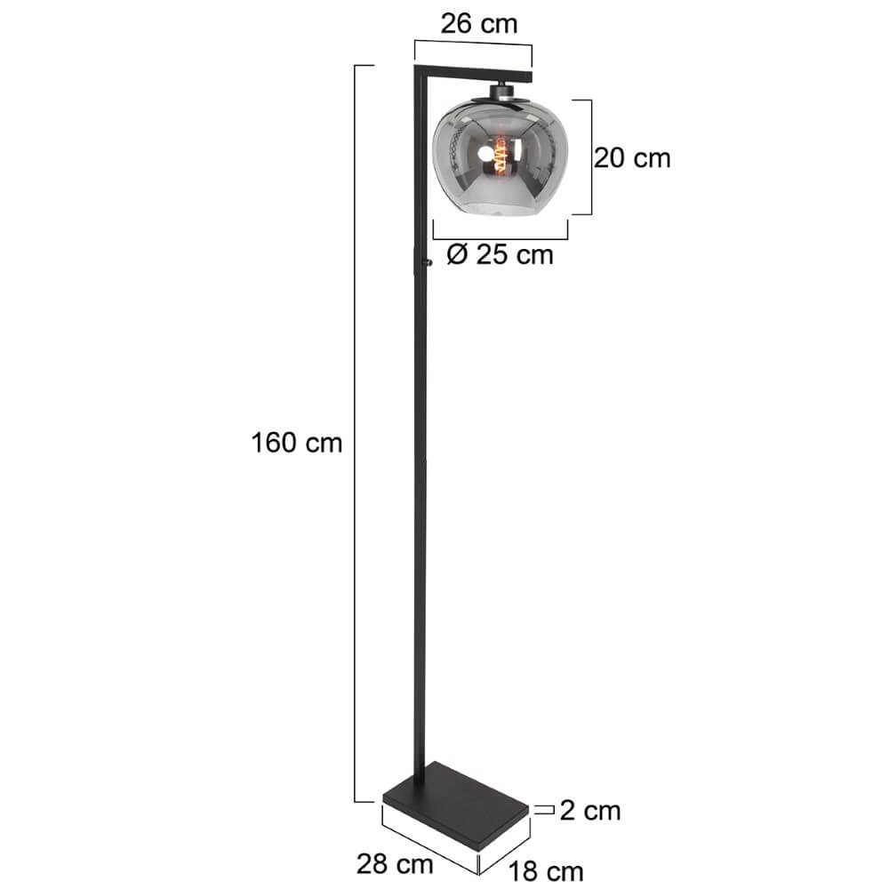 Zwarte vloerlamp Stang met rookglas Steinhauer 8712746167696
