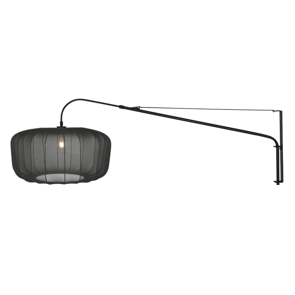 Wandlamp zwart Vela Lino met zwarte kap Ø60cm Steinhauer 8712746182507
