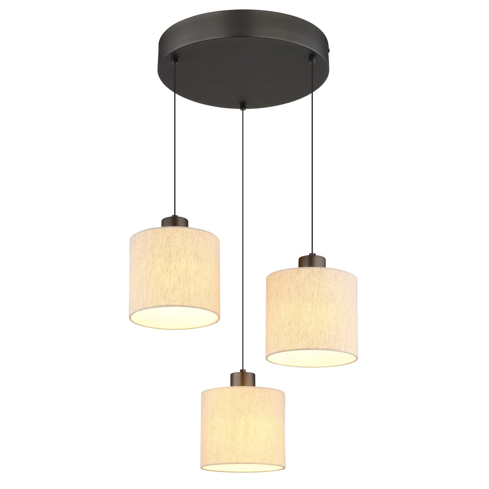 Gunmetal hanglamp Thea 3-lichts rond