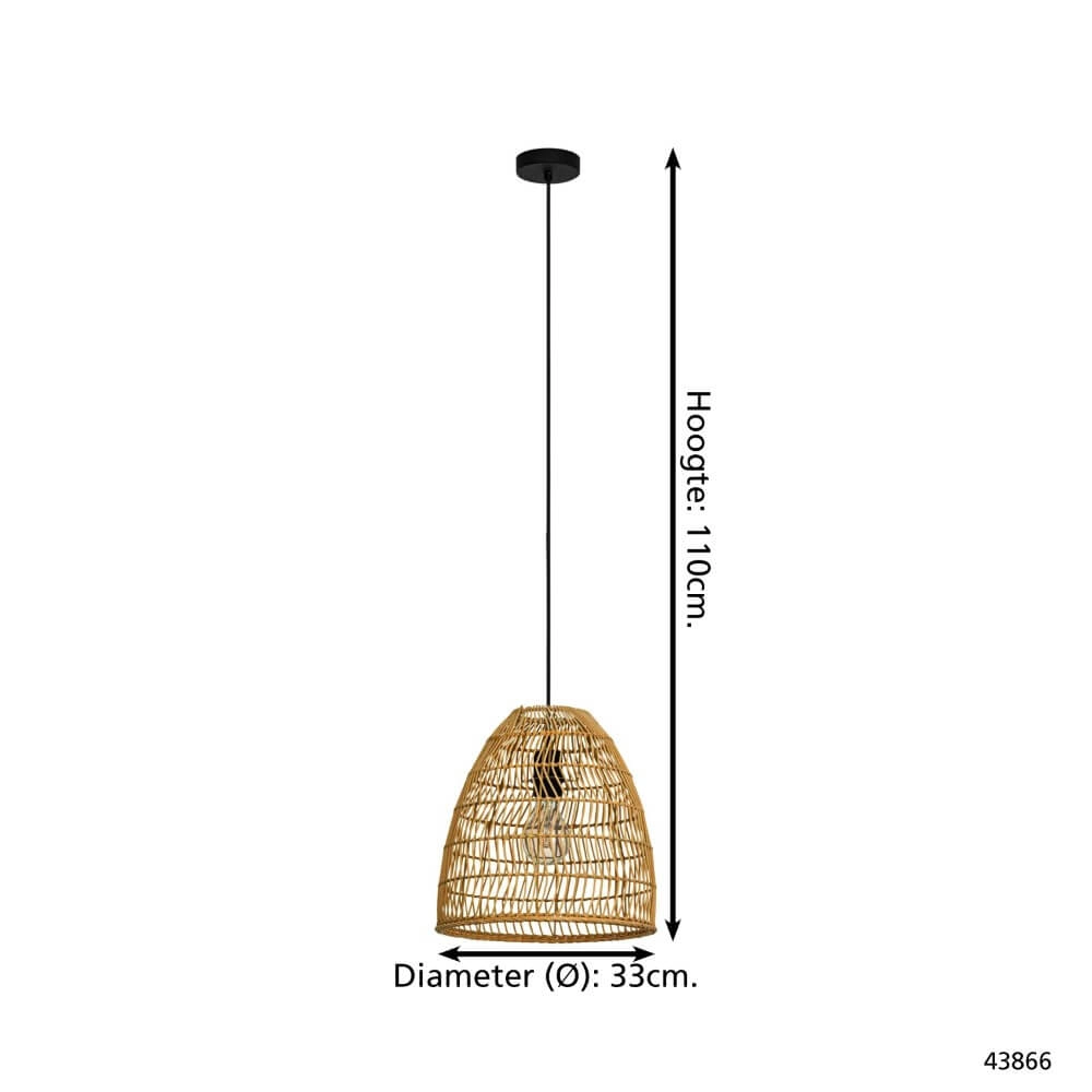 Rieten hanglamp Ayesgarth Ø 33cm Eglo 9002759438661