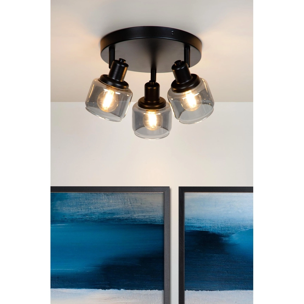 Plafondlamp Bjorn 3-lichts zwart Lucide 5411212771278