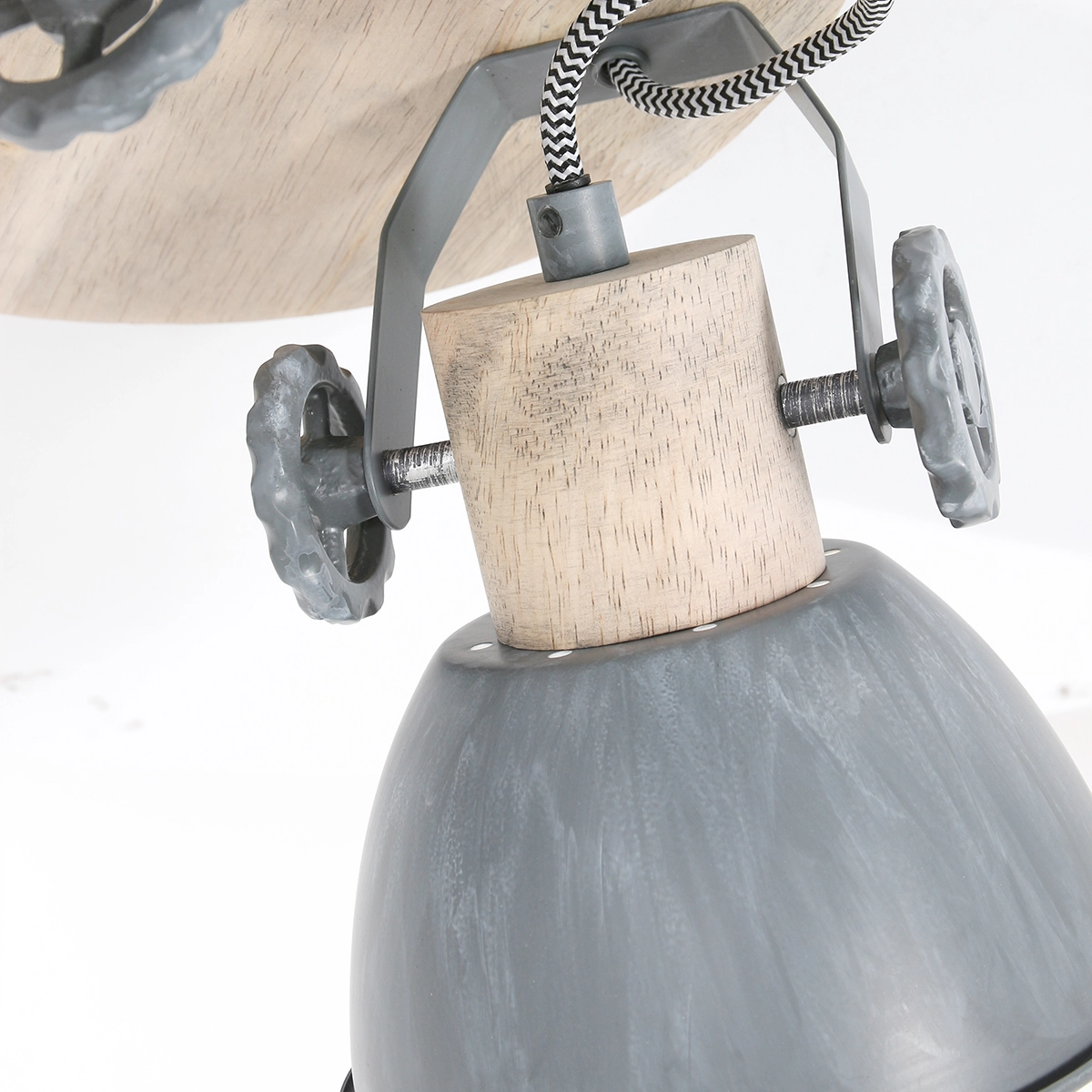 Industriële plafondlamp Gearwood 3-lichts vintage grijs met hout Steinhauer 8712746135404