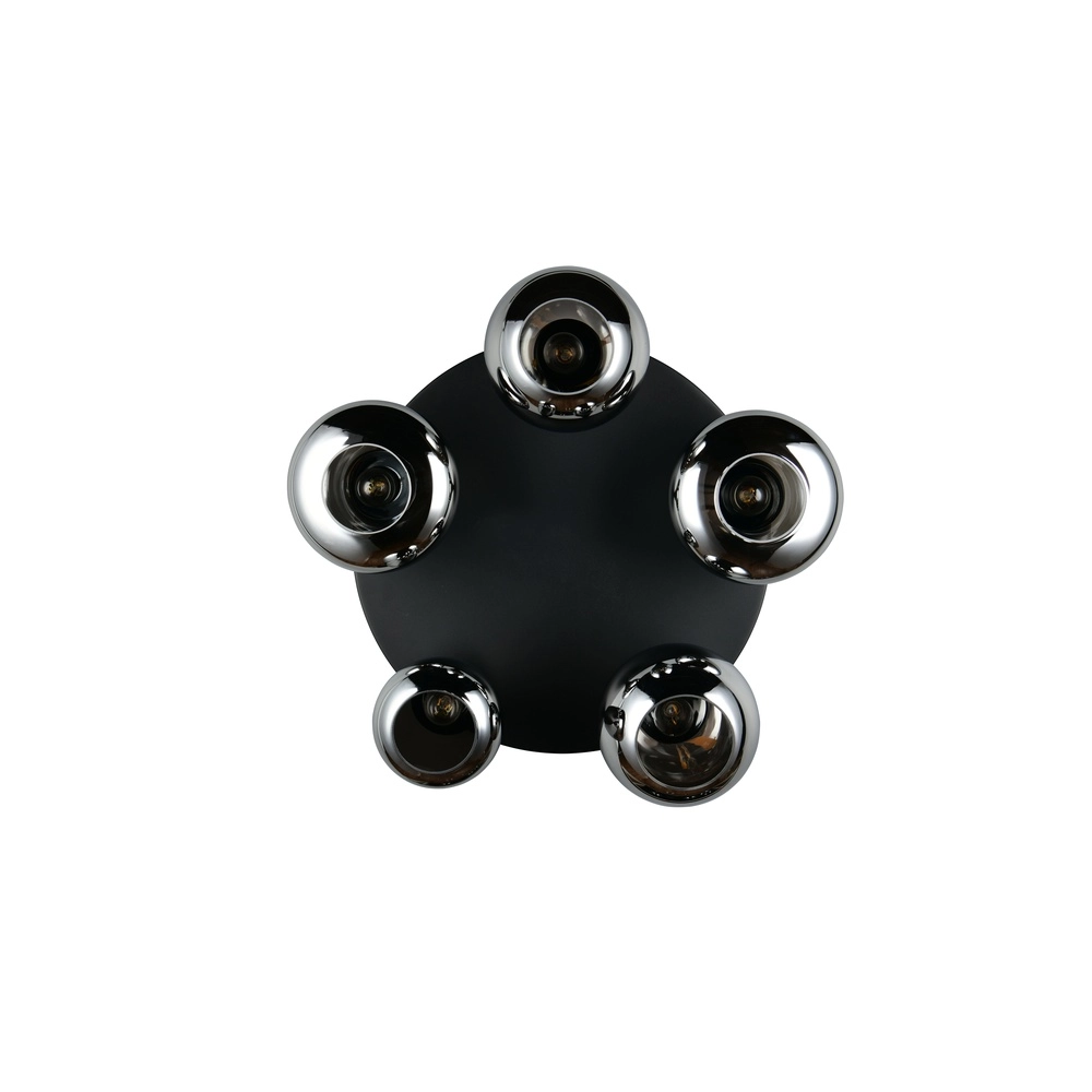 5-lichts plafondlamp Lumina zwart met smoke glas Trio 4017807663181