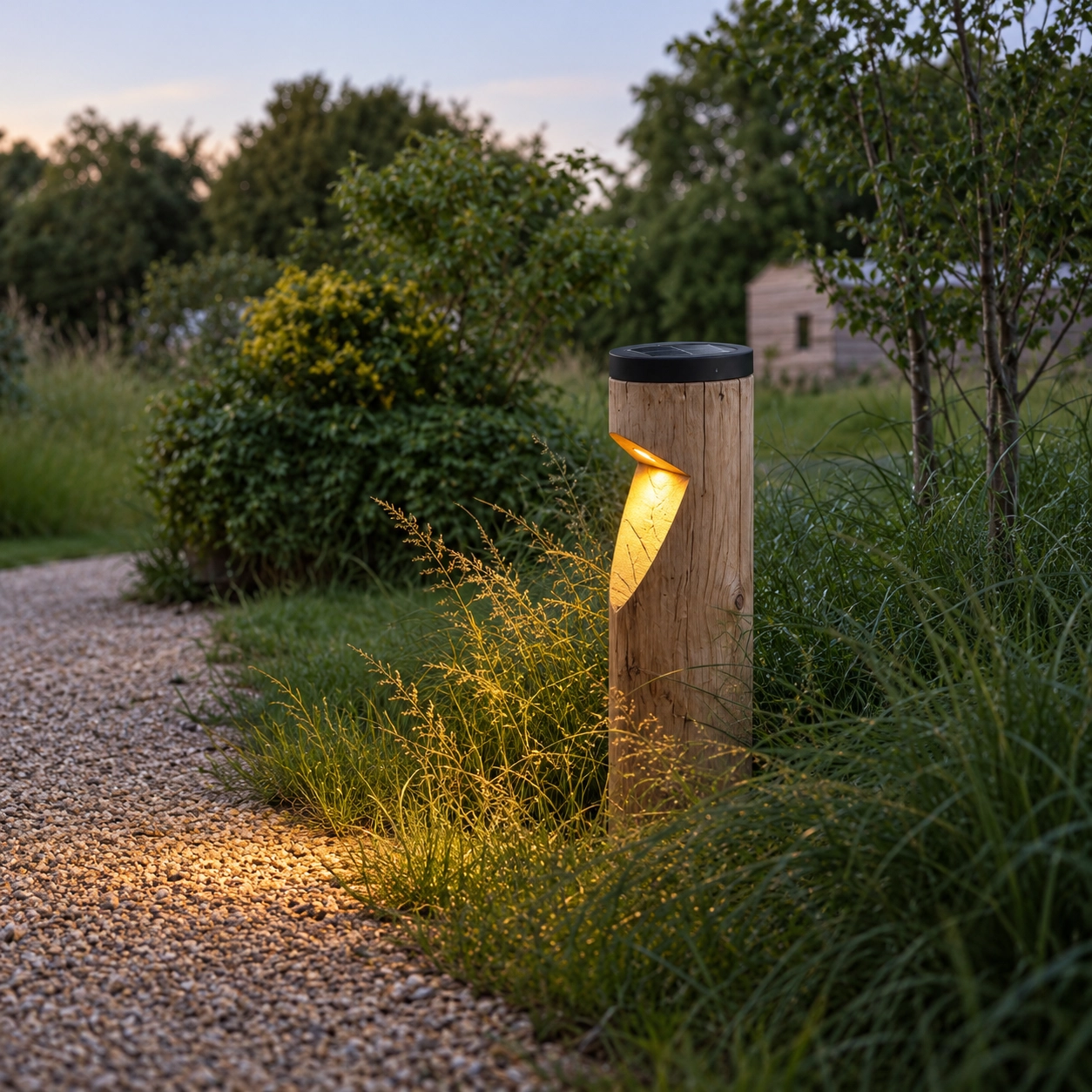 Houten solar padverlichting Bosco Solar Kastanje - 65cm - 2700K