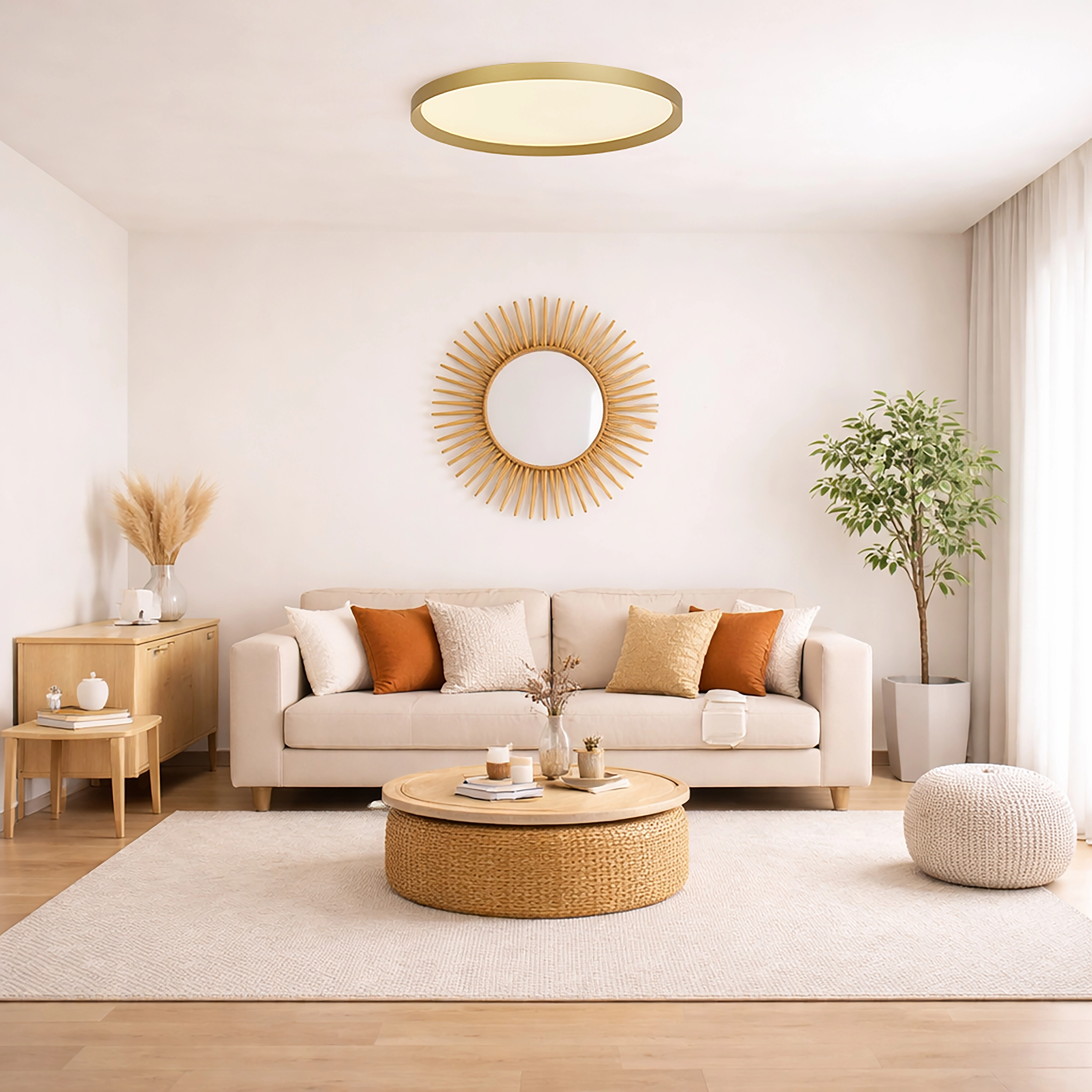 Strakke plafonniere Prisma goud Ø 45cm Lyora 5053423315270