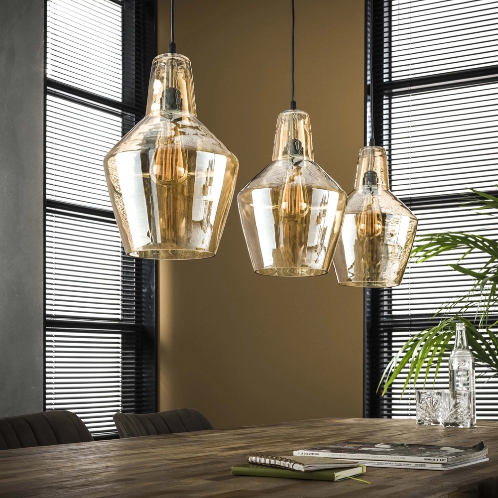 Glazen hanglamp Glass amber glas met oud zilver Lyora 8716803513174