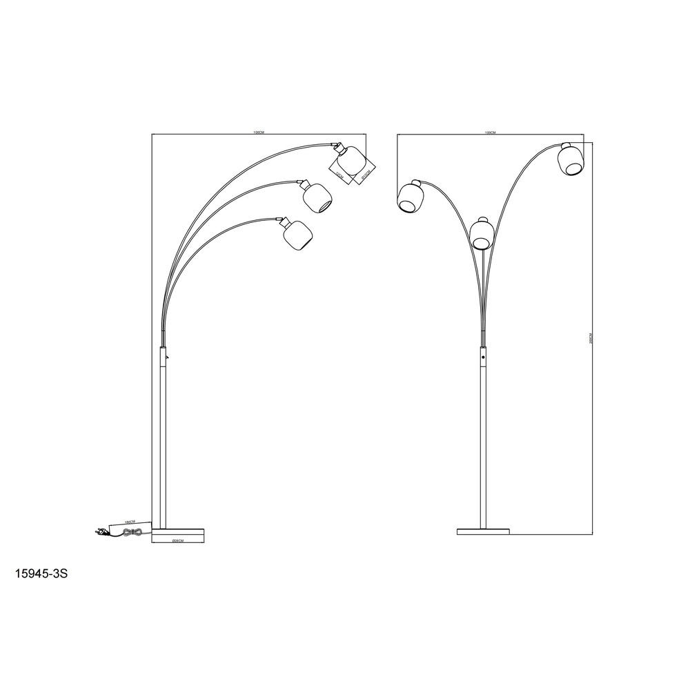 3-licht vloerlamp Brokana gunmetal Globo 9007371569472