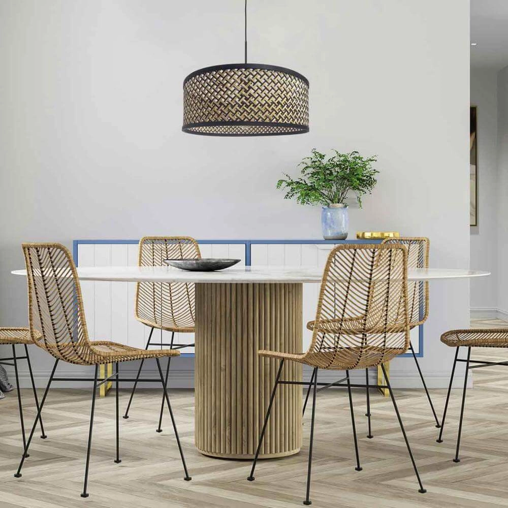 Hanglamp Sparkled Light zwart met bamboe kap Ø 50cm Steinhauer 8712746172522