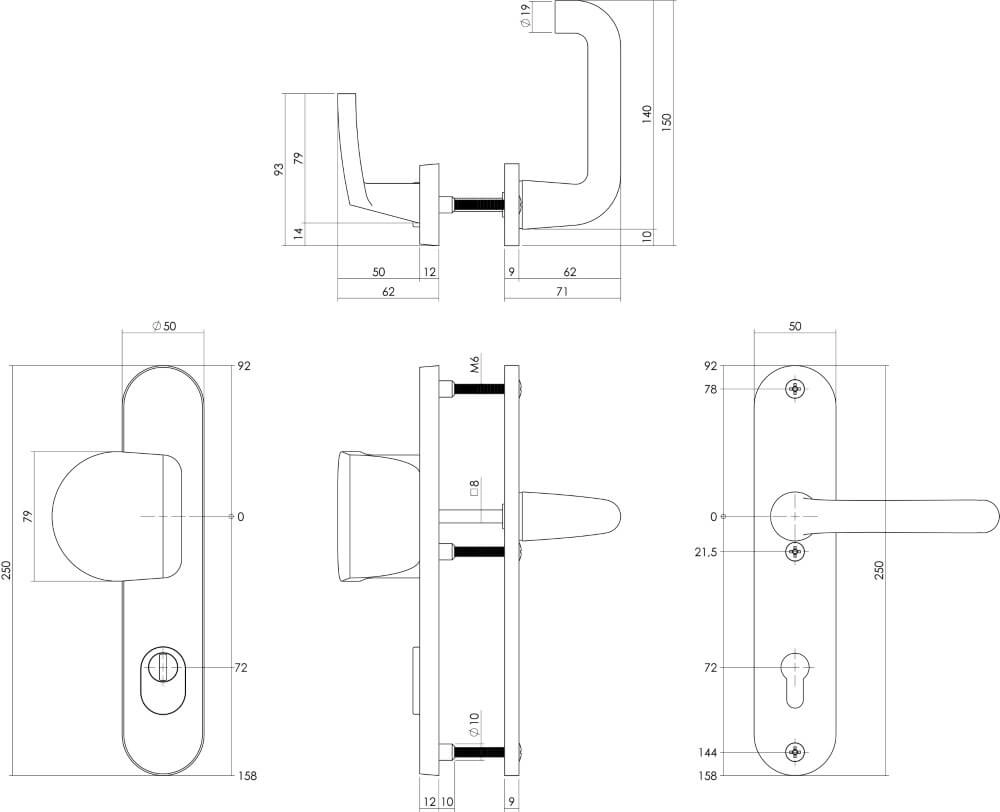 Voordeurbeslag ovaal Vurano kerntrekbeveiliging PC 72mm RVS Intersteel 8,71419E+12
